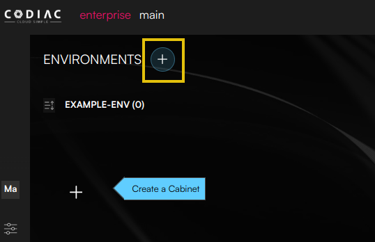 Click + to create a new environment