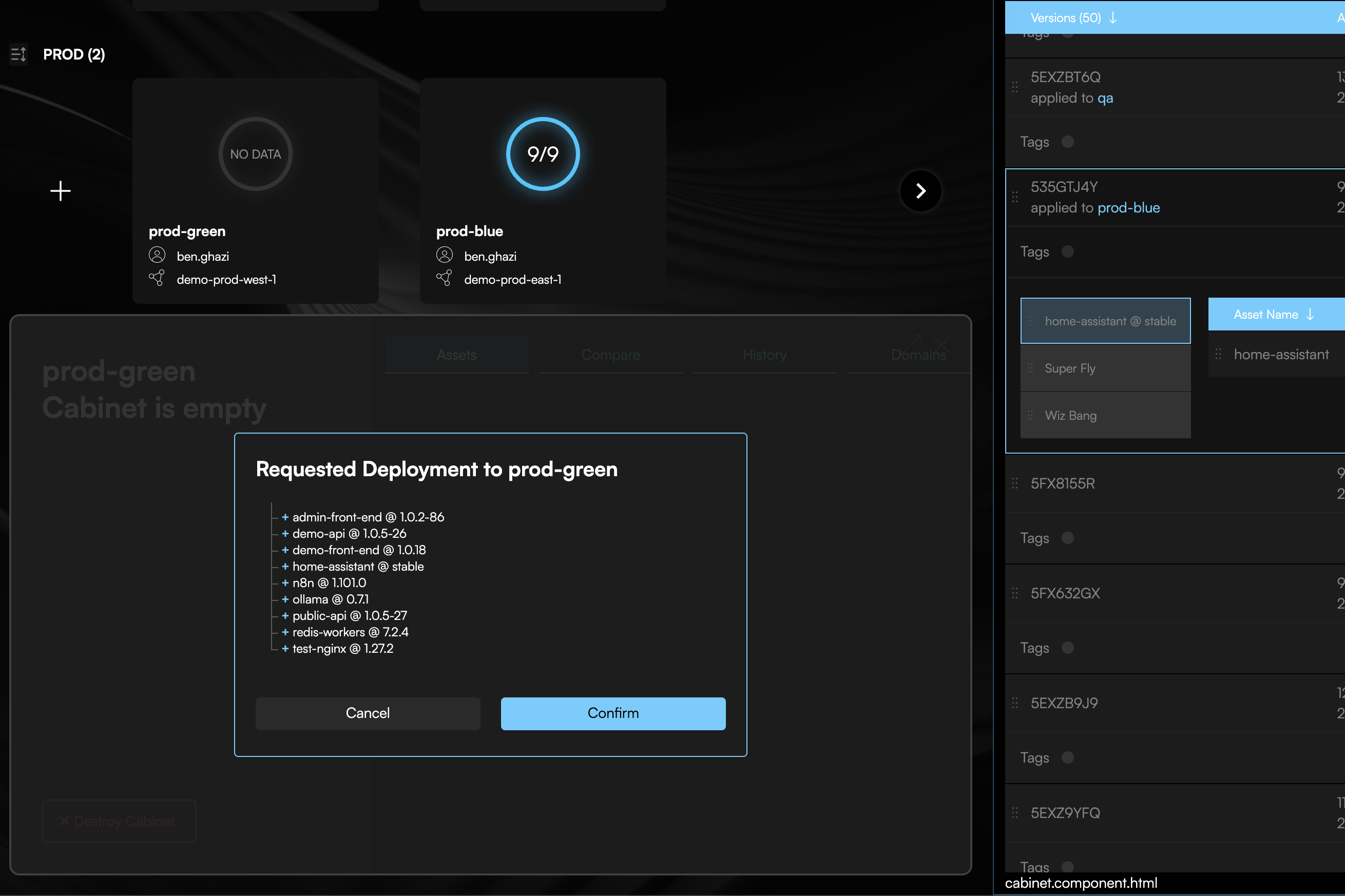 Snapshot deploy in the Codiac web UI