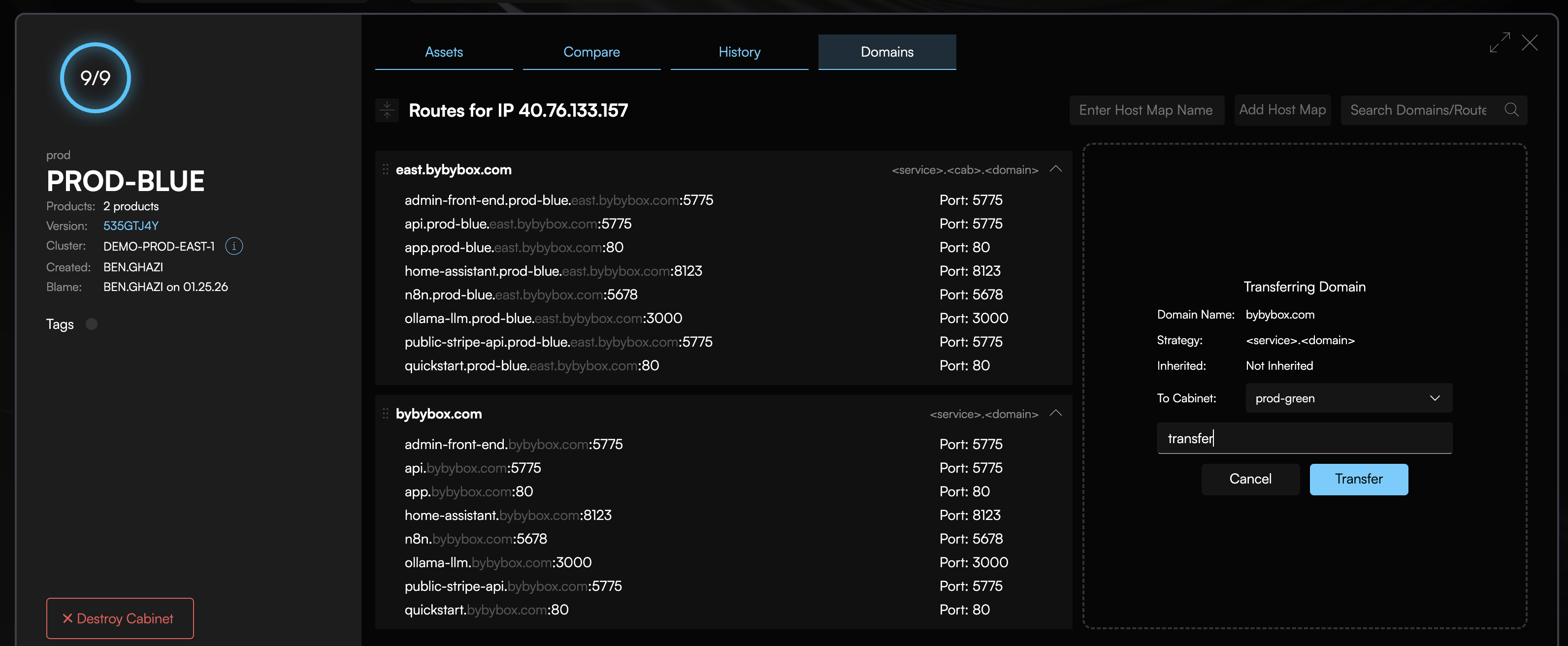 Traffic routing during blue/green cluster switch